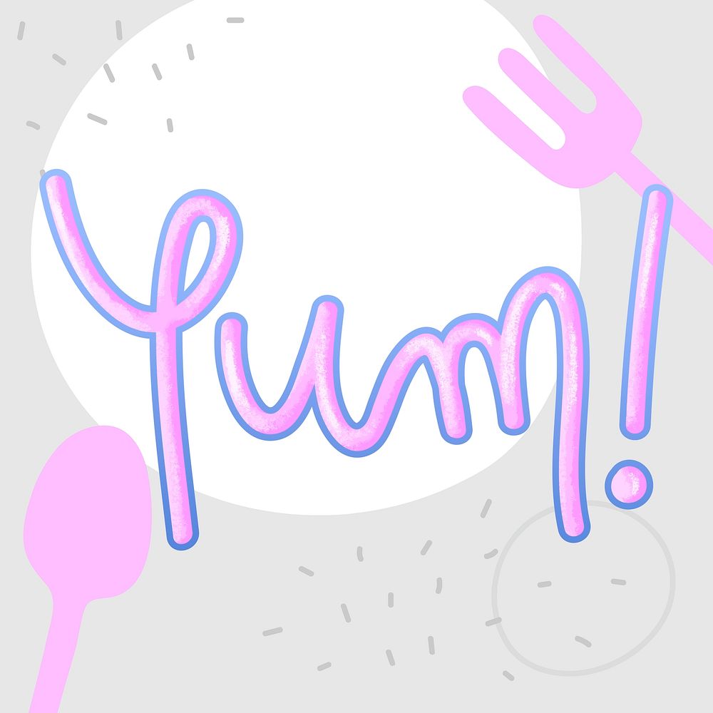 Pink yum! text psd calligraphy typography