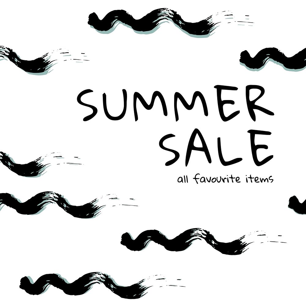 Summer sale post on ink brush patterned background