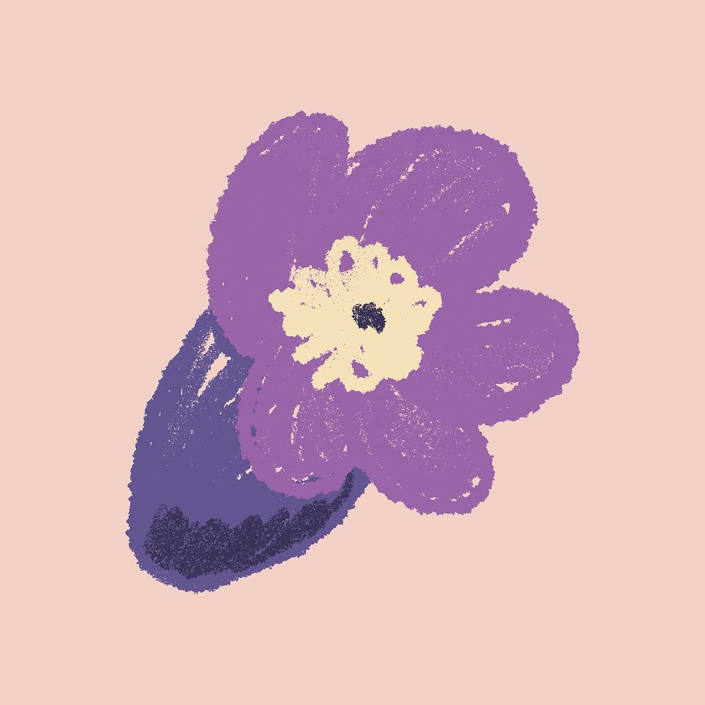 Lavender purple flower sticker vector hand drawn illustration