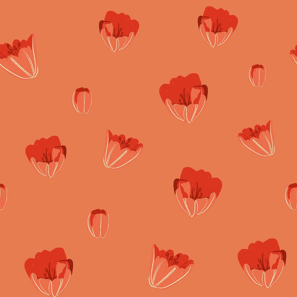 Red tulip floral pattern background