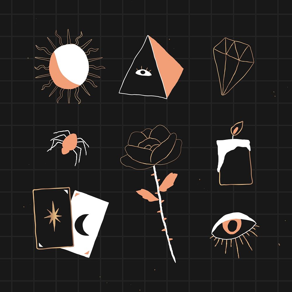 Magic icons vector witchcraft illustration drawing set