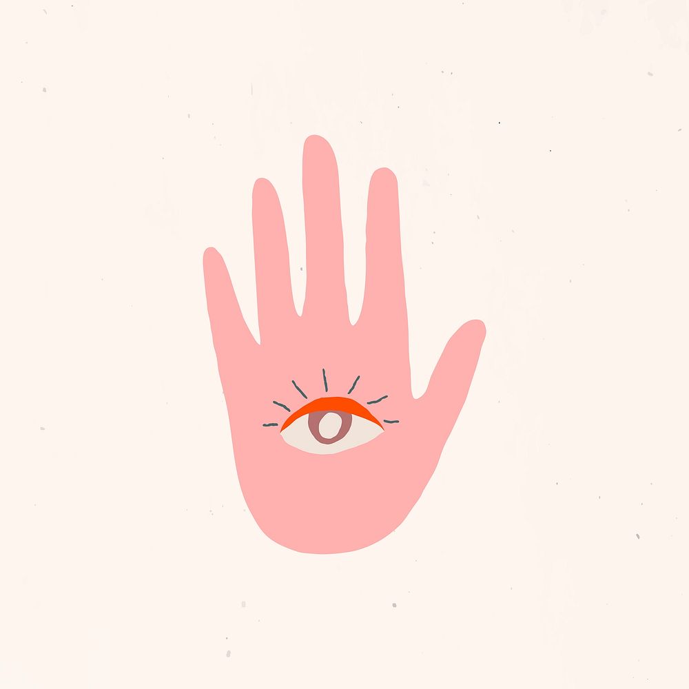 Seeing eye hand symbol sticker psd mystical magic clipart illustration minimal drawing
