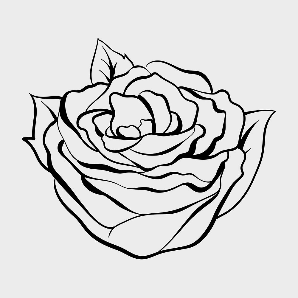 Old school flash tattoo rose outline vintage psd icon