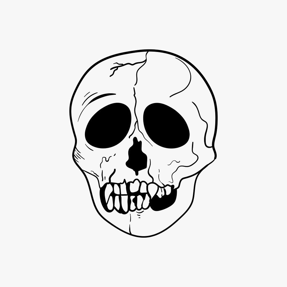 Vintage outline skull old school flash tattoo design icon vector