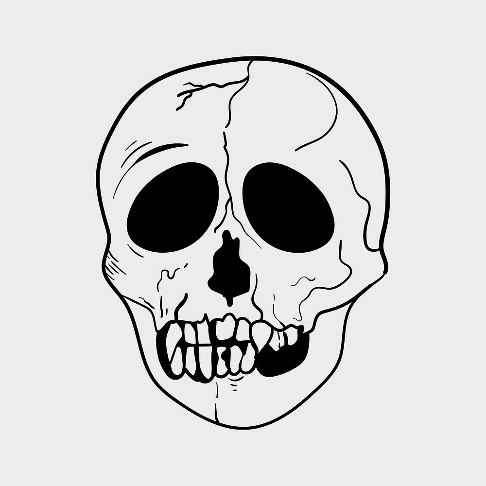 Old school flash tattoo skull outline vintage psd icon