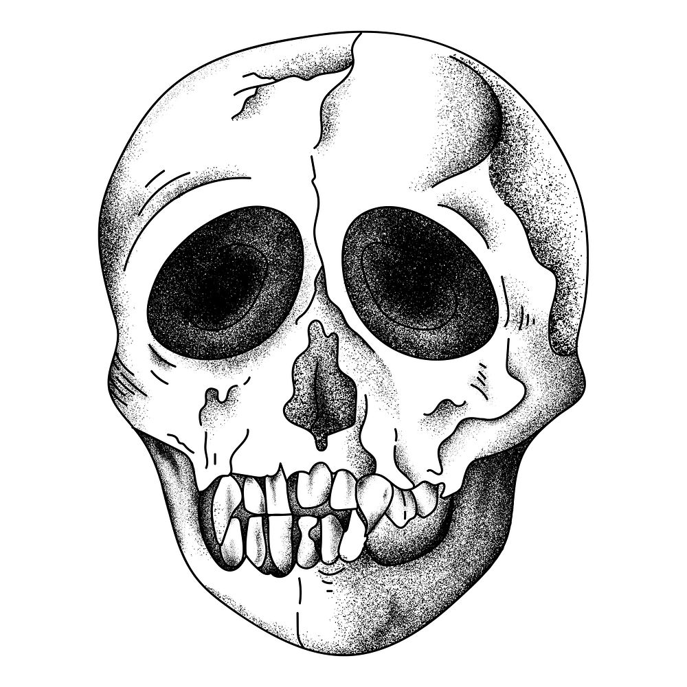 Outline old school flash tattoo skull vintage psd icon