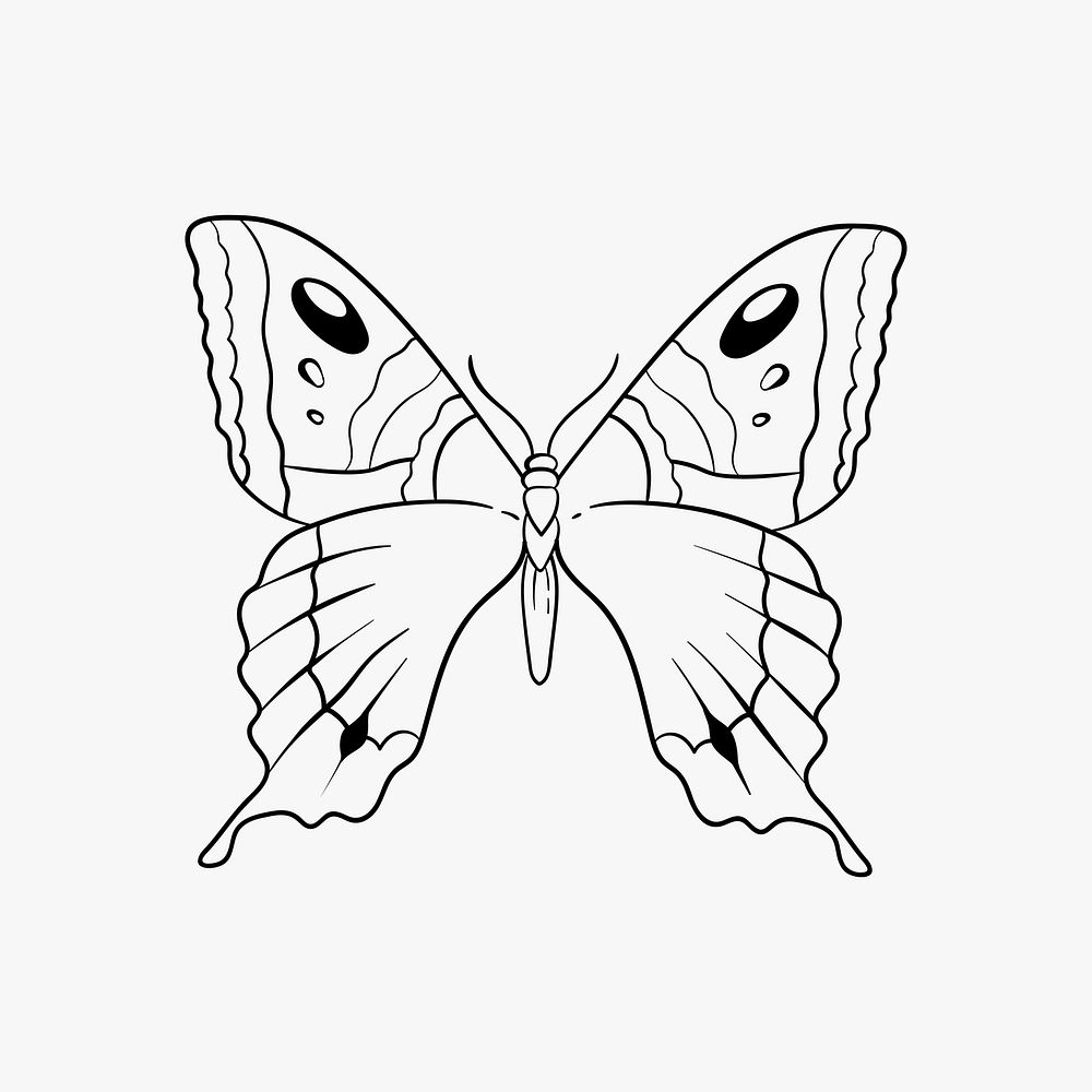 Butterfly outline old school flash tattoo design symbol