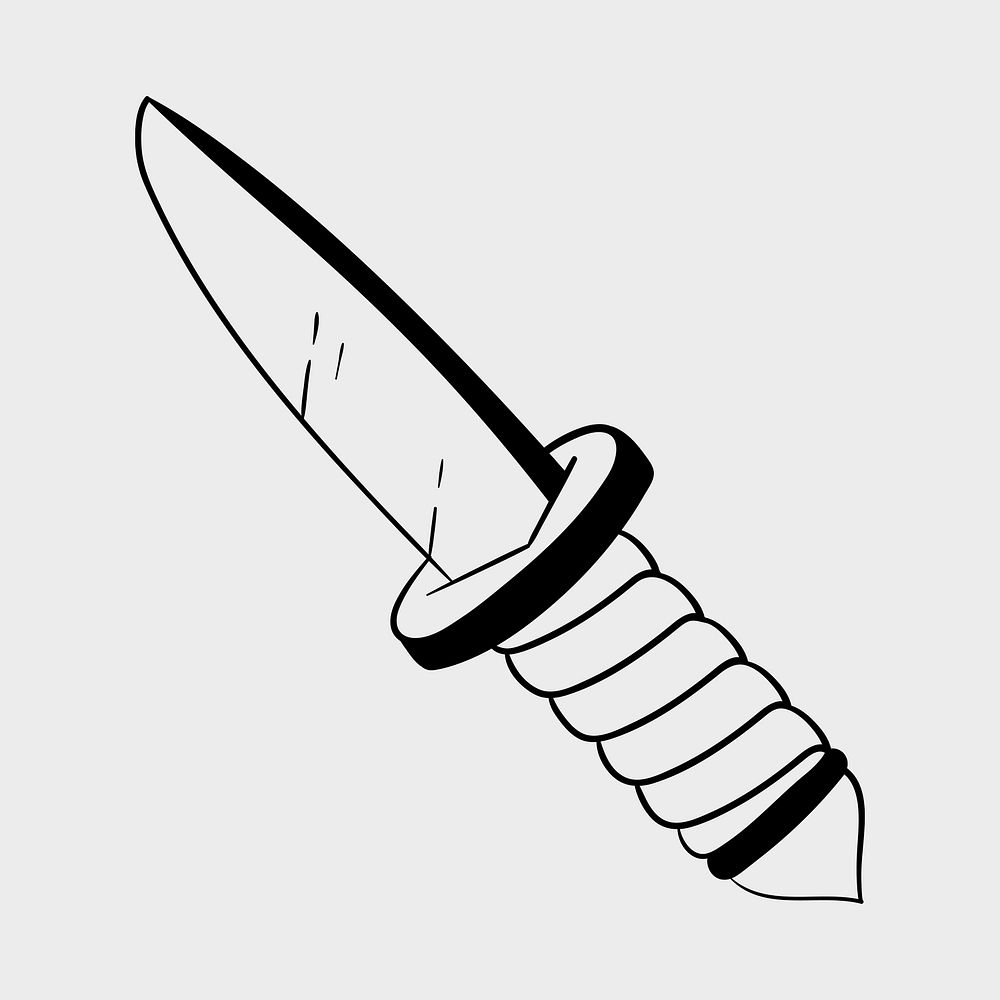 Psd old school flash tattoo camp knife outline vintage icon