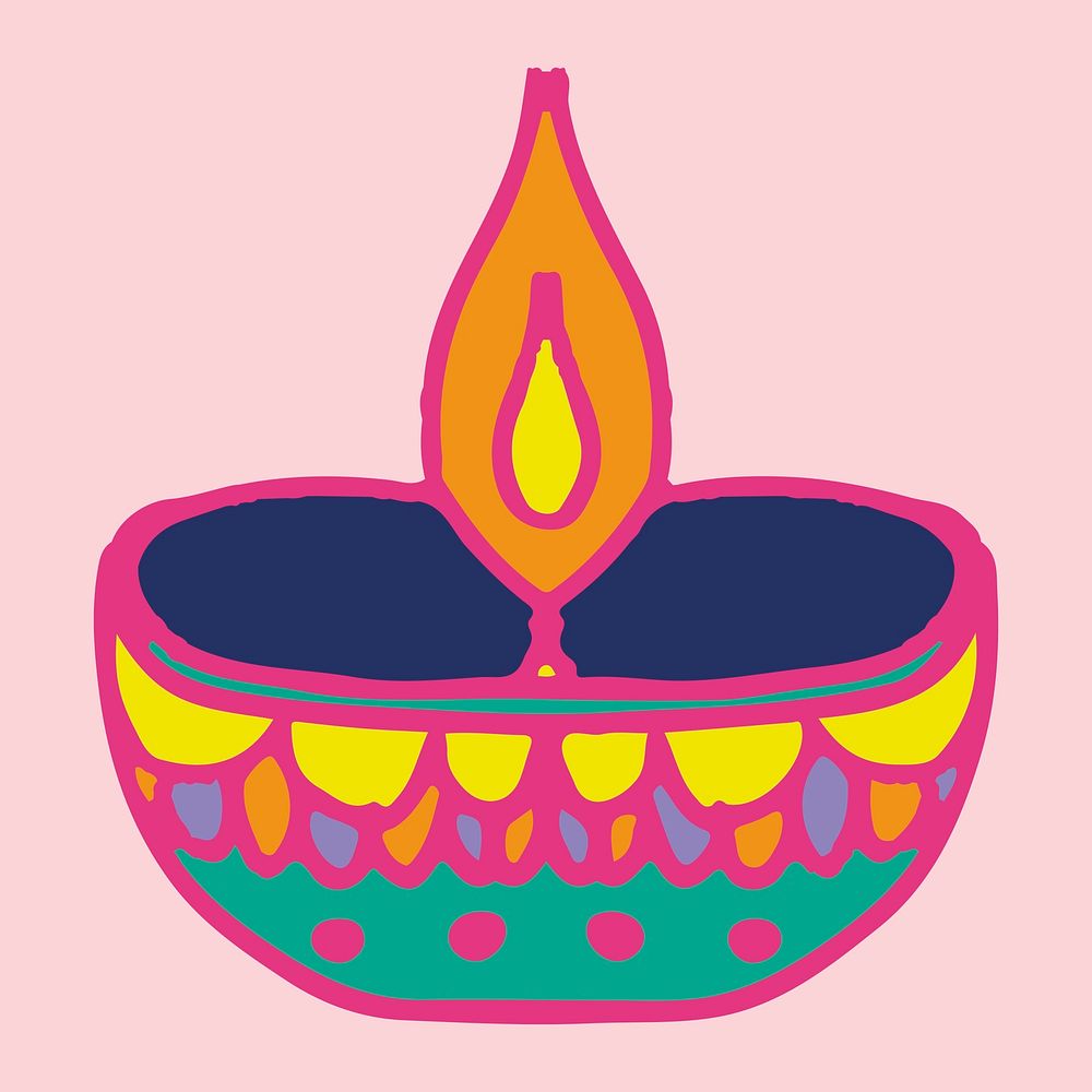 Colorful Diwali Indian rangoli candle design