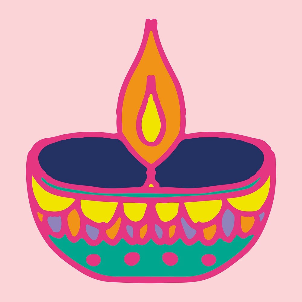 Diwali Indian rangoli candle psd illustration