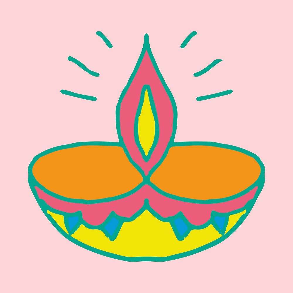 Diwali Indian rangoli candle psd illustration