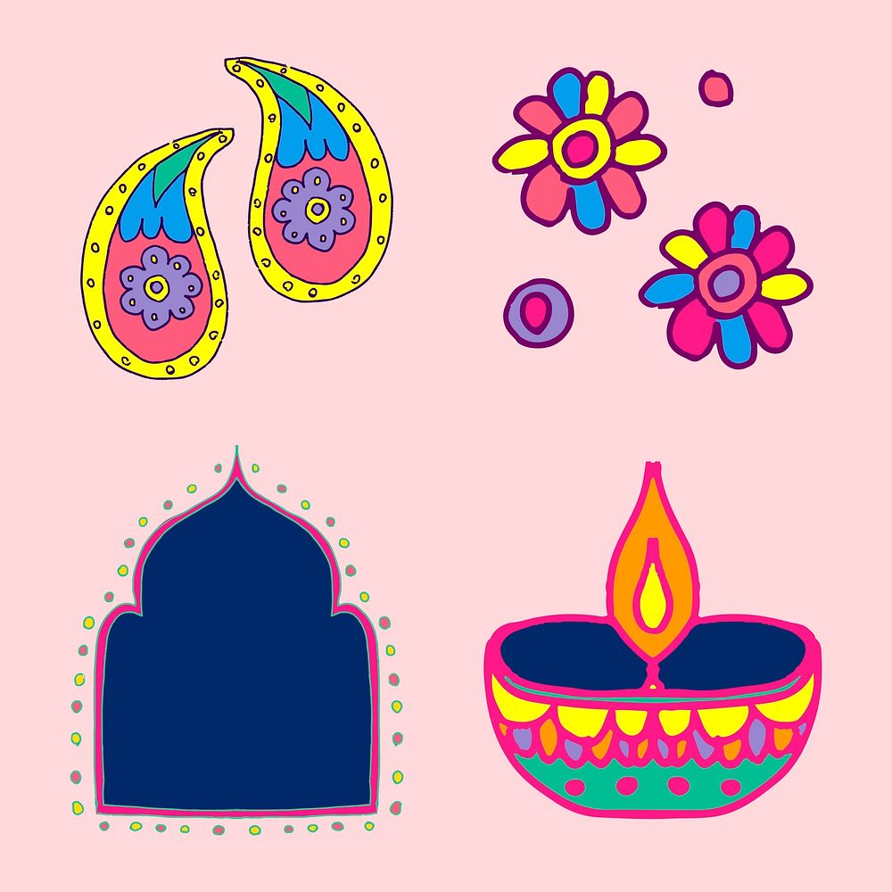 Diwali Indian mandala illustration set