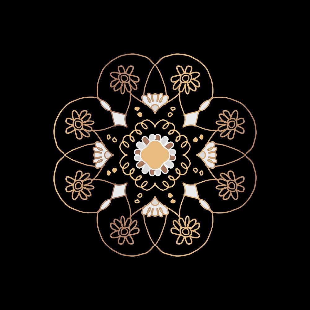 Indian Mandala pattern flower symbol hand drawn