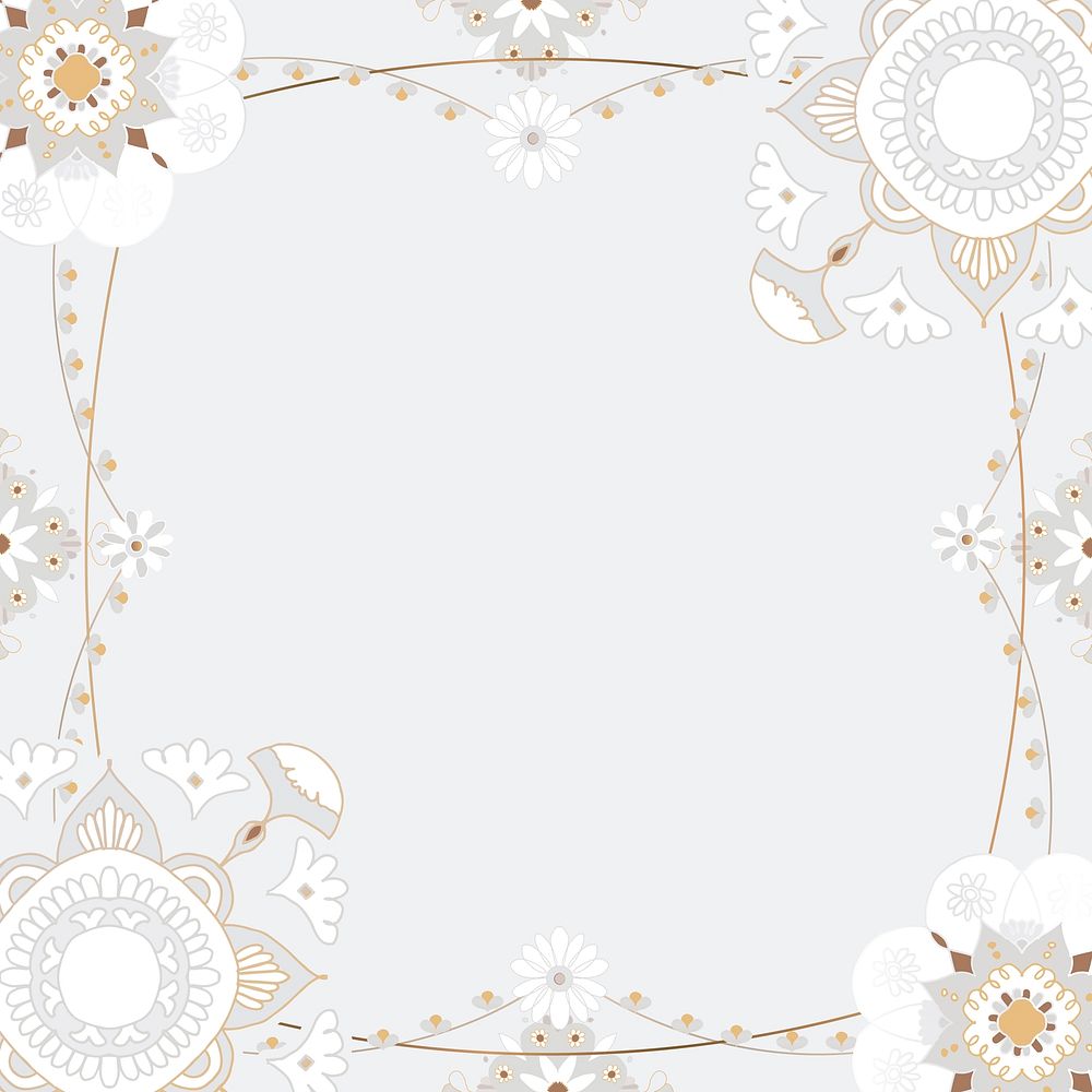 Gold Mandala pattern vector frame gray floral Indian style
