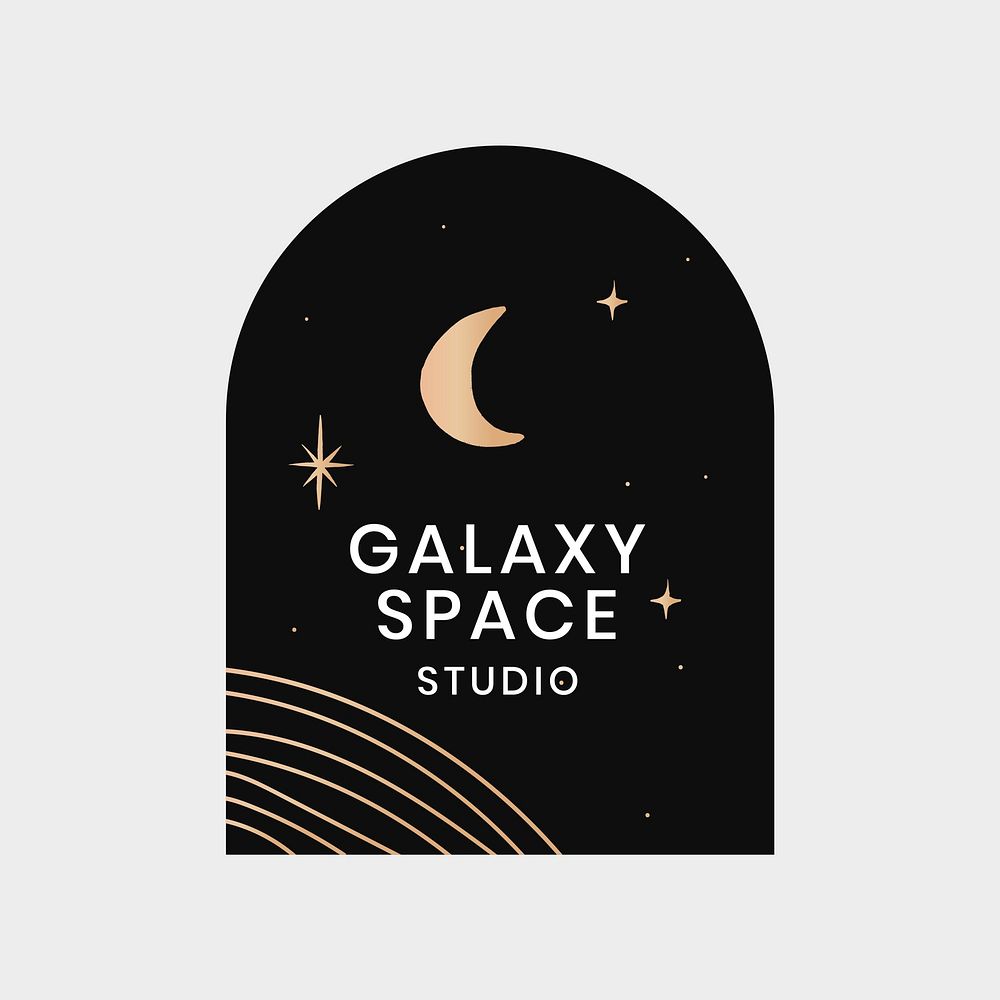 Galaxy space studio black and gold cute logo design
