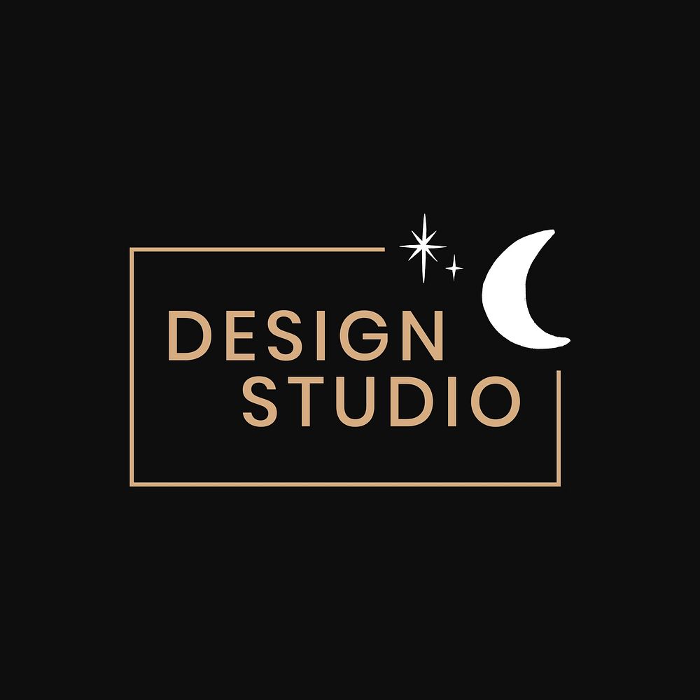 Design studio black and gold cute space logo design
