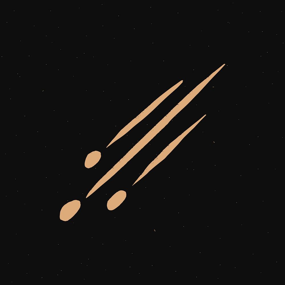Meteor shower gold vector space doodle sticker