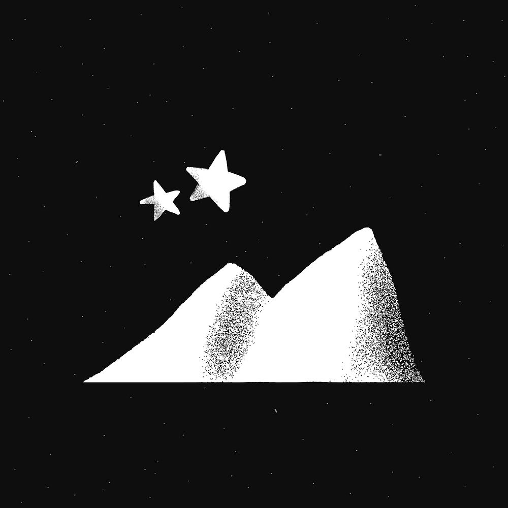 Mountain stars vector white cute doodle illustration sticker