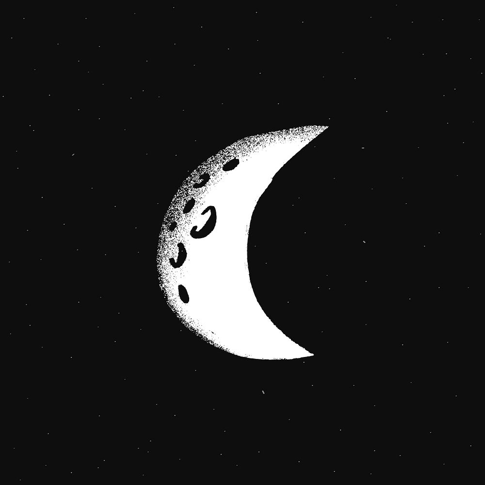 White crescent moon galaxy doodle illustration sticker