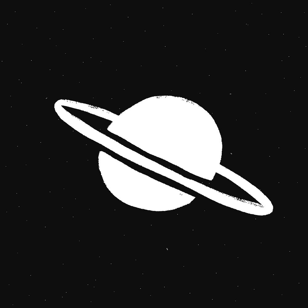 Saturn white vector space doodle sticker