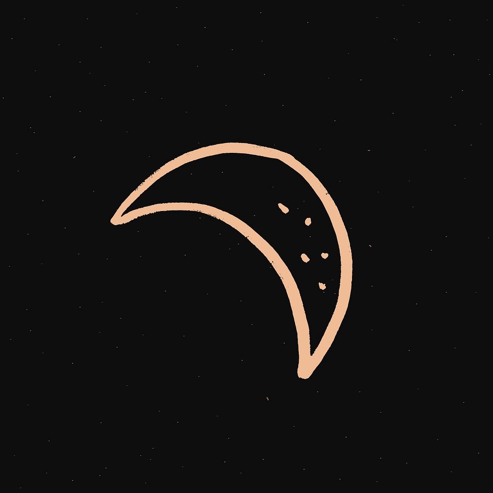 Golden vector half moon galactic doodle sticker