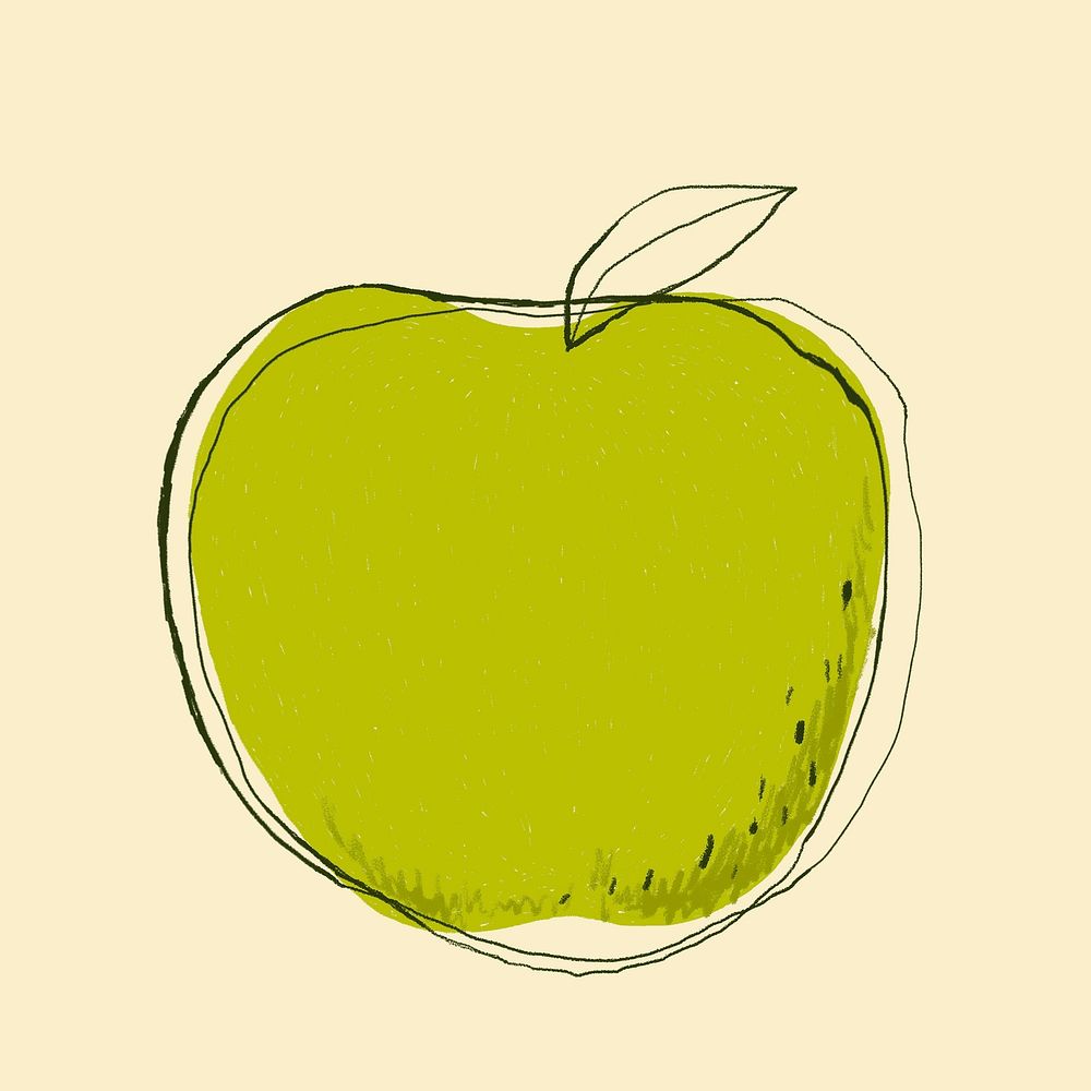 Minimal doodle art fruit apple