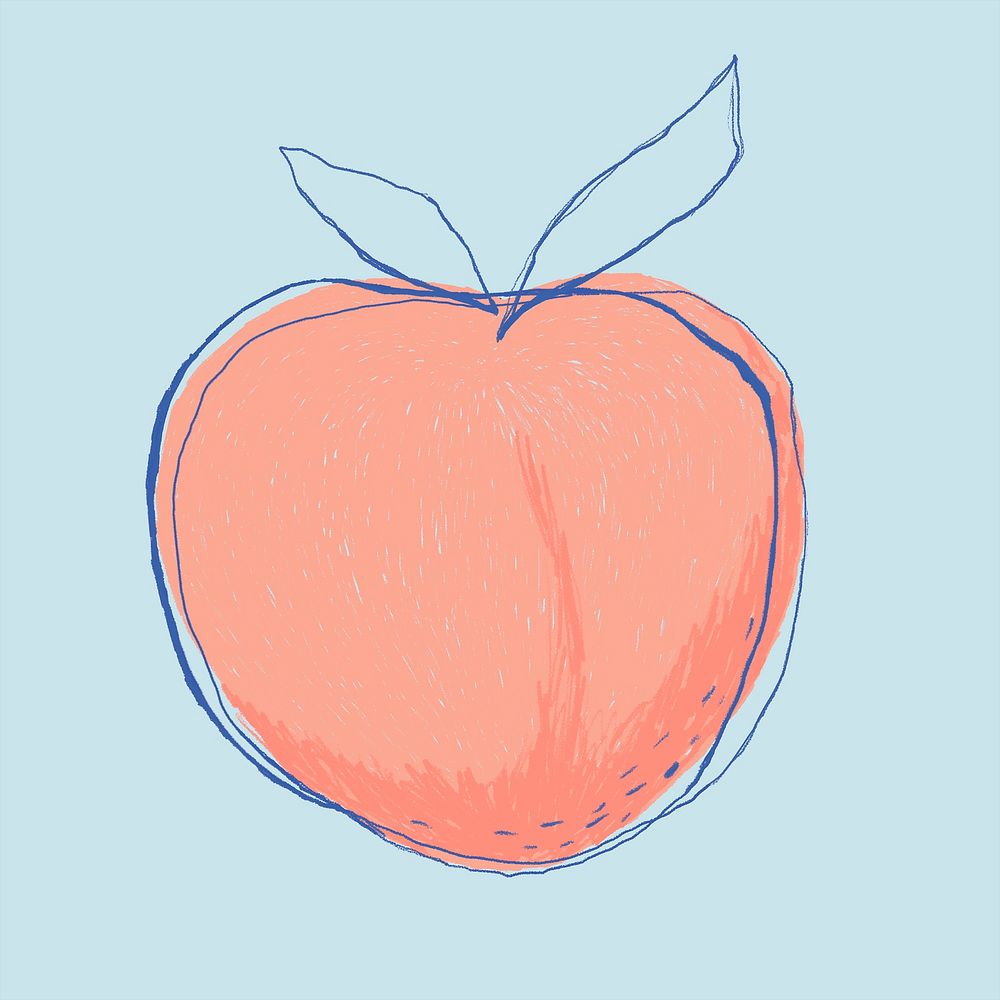 Cute minimal fruit apple logo hand drawn on pink background