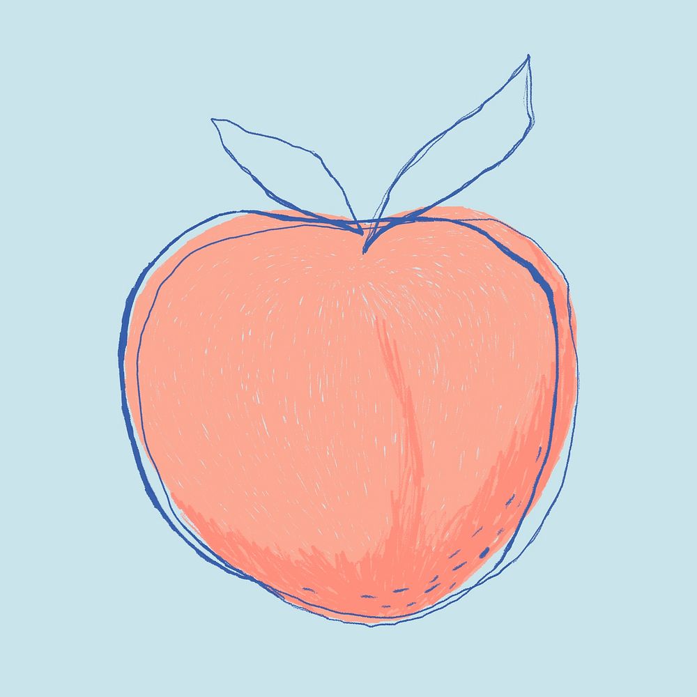 Minimal doodle art peach psd drawing