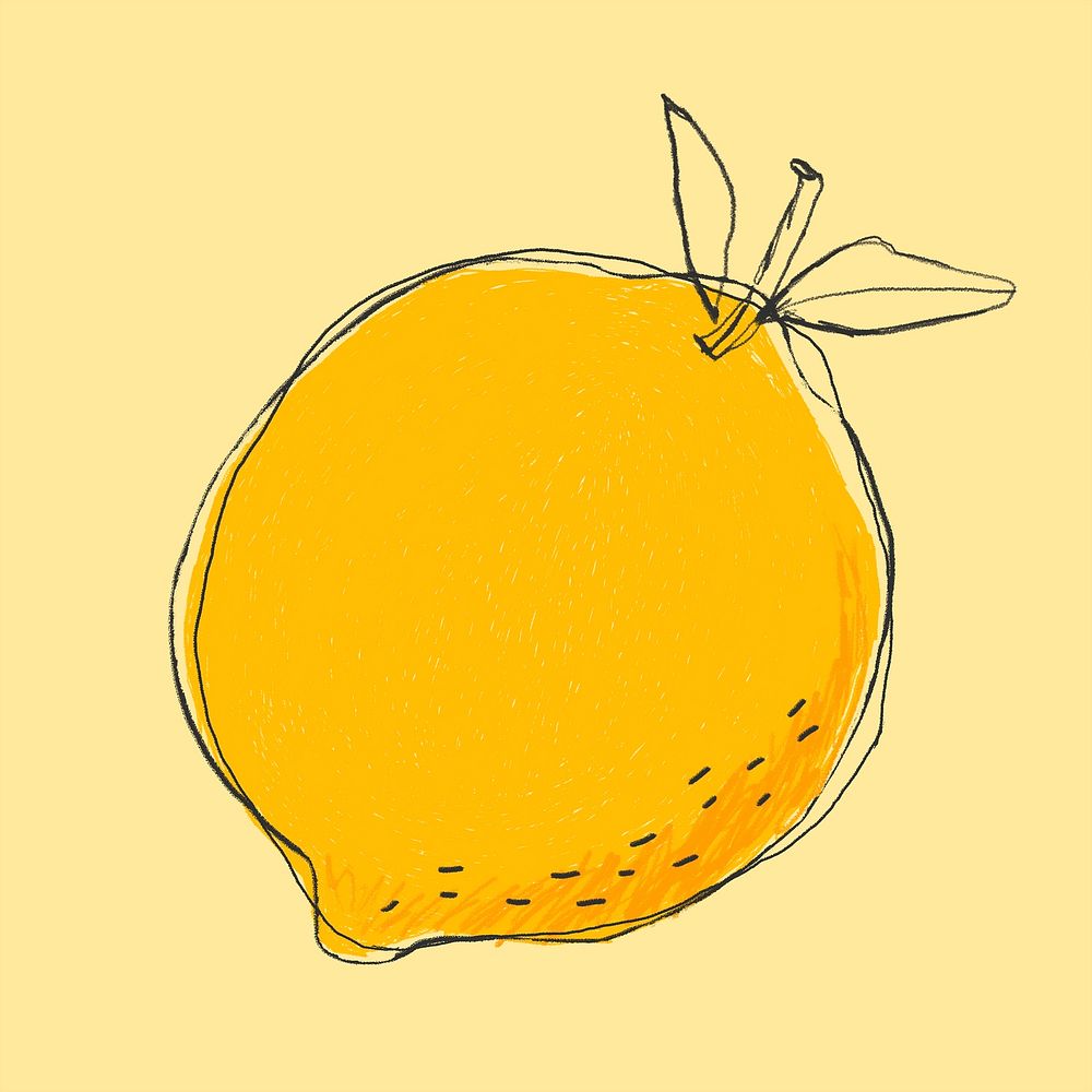 Minimal doodle art fruit lemon