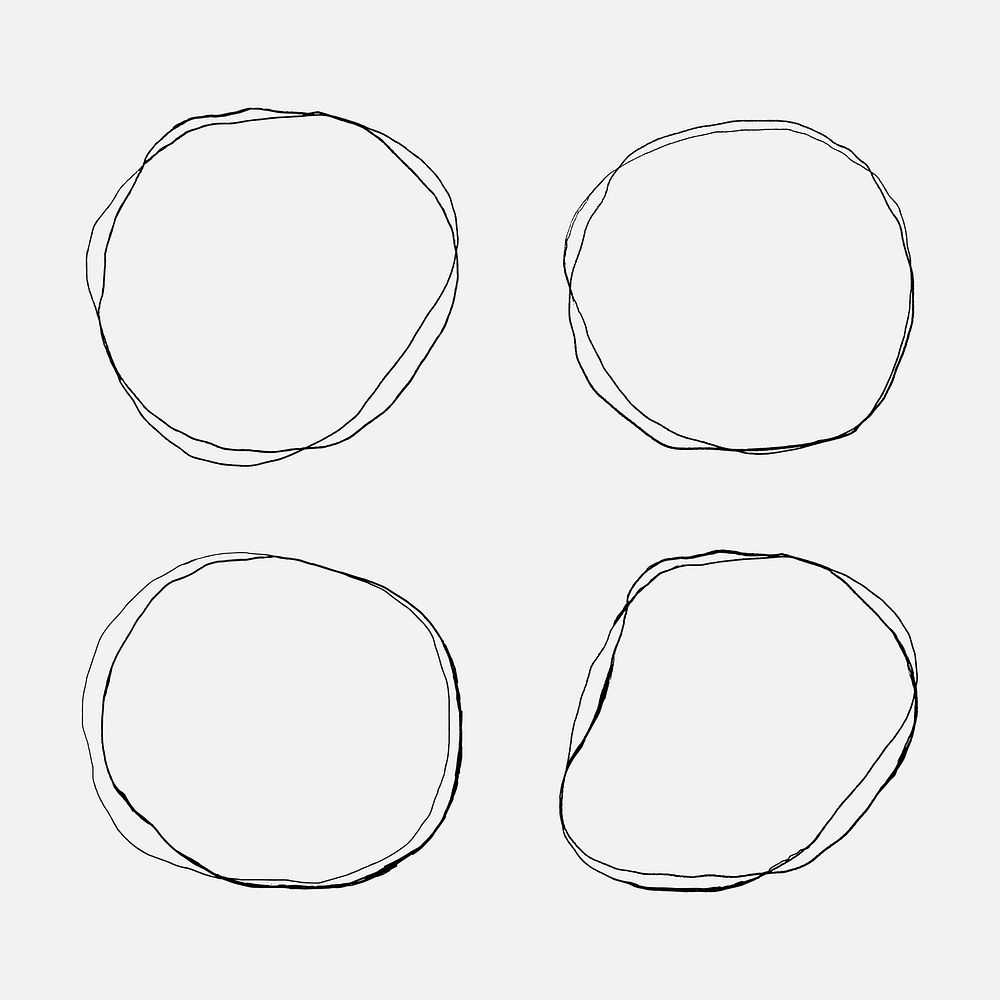 Circle line frame psd pencil drawing set