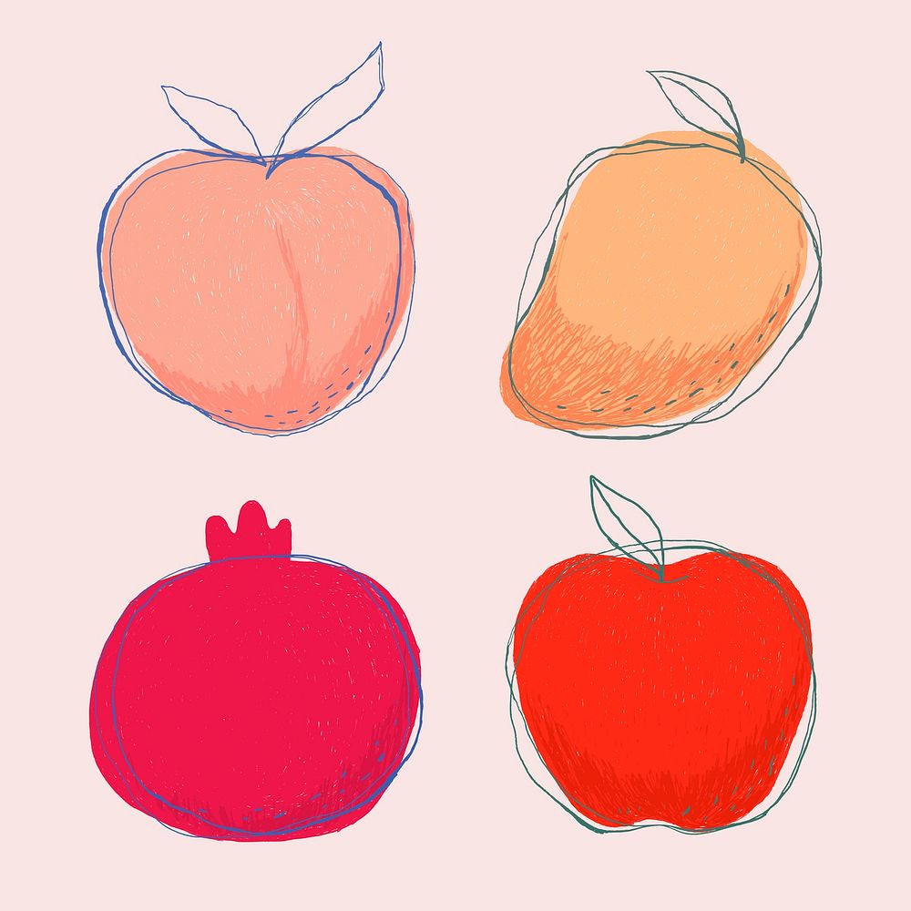 Cute minimal fruit logo hand drawn collection