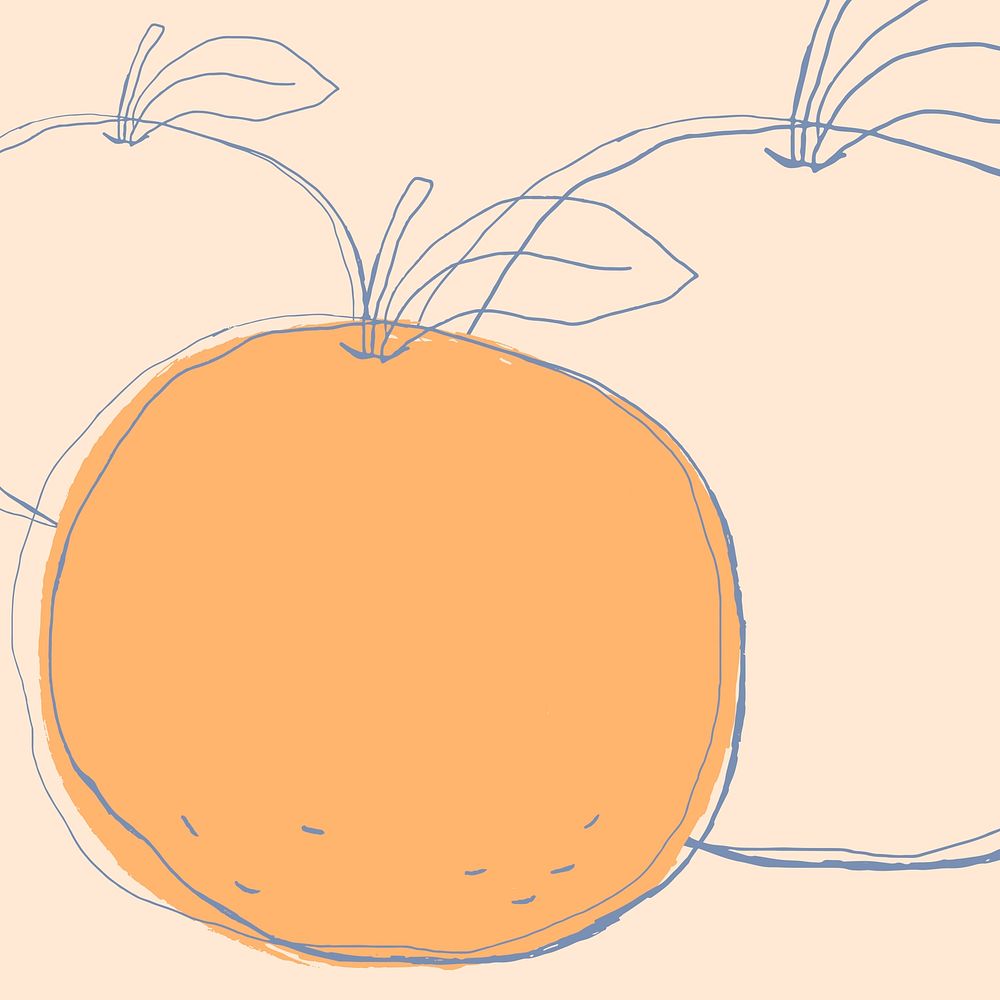 Cute orange fruit drawing copy space