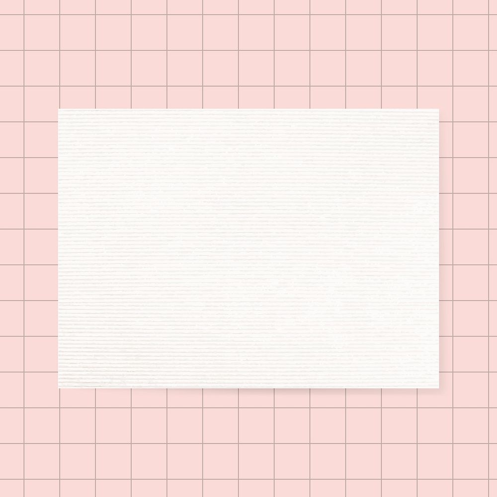 Blank white notepaper on pink grid background
