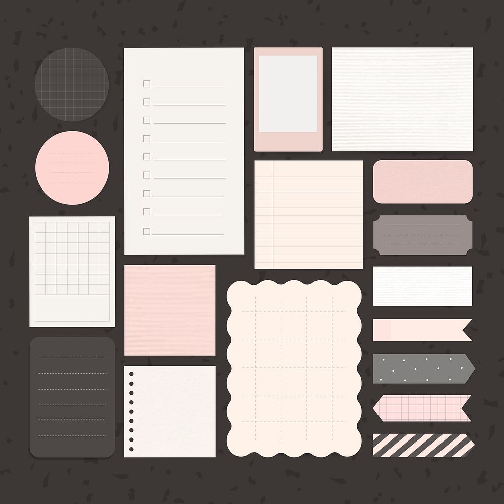 Printable sticky note psd set