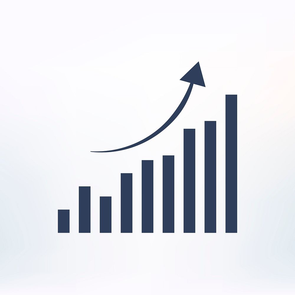 Growth graph blue infographic illustration