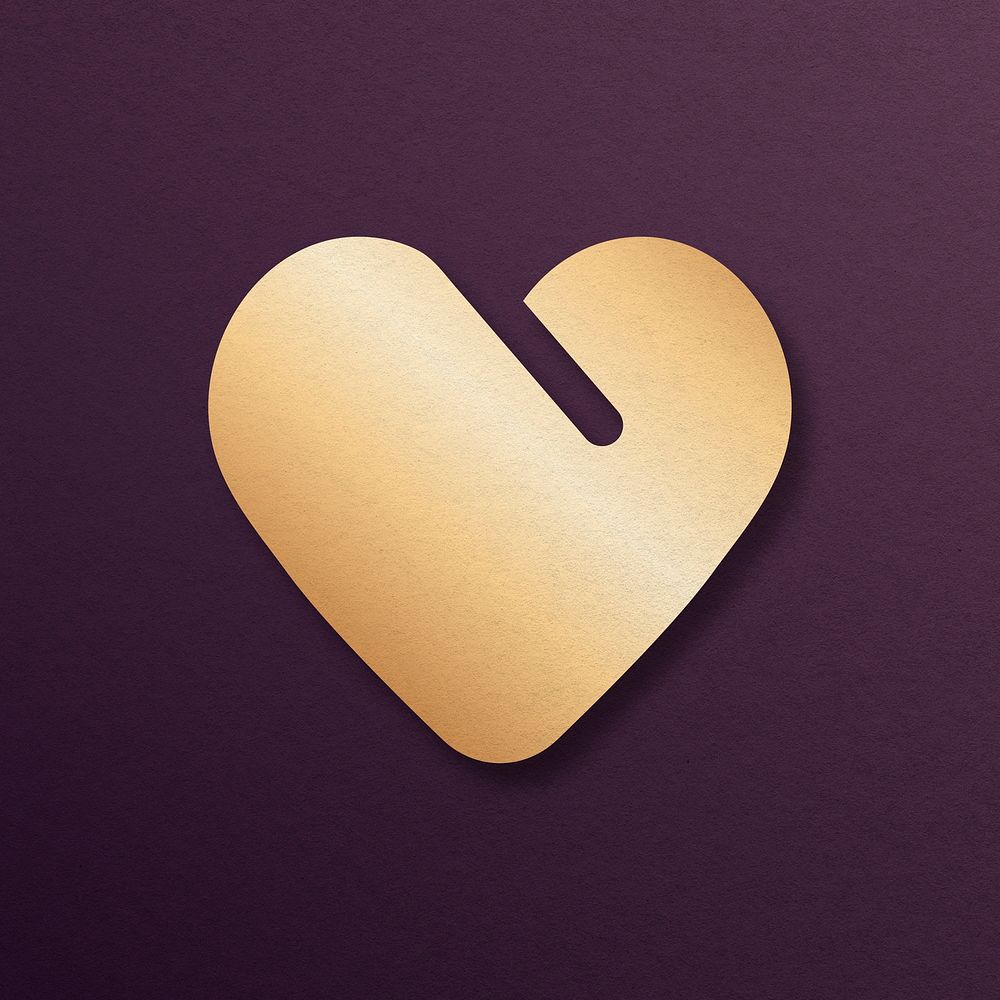 Gold business logo psd heart shape icon badge