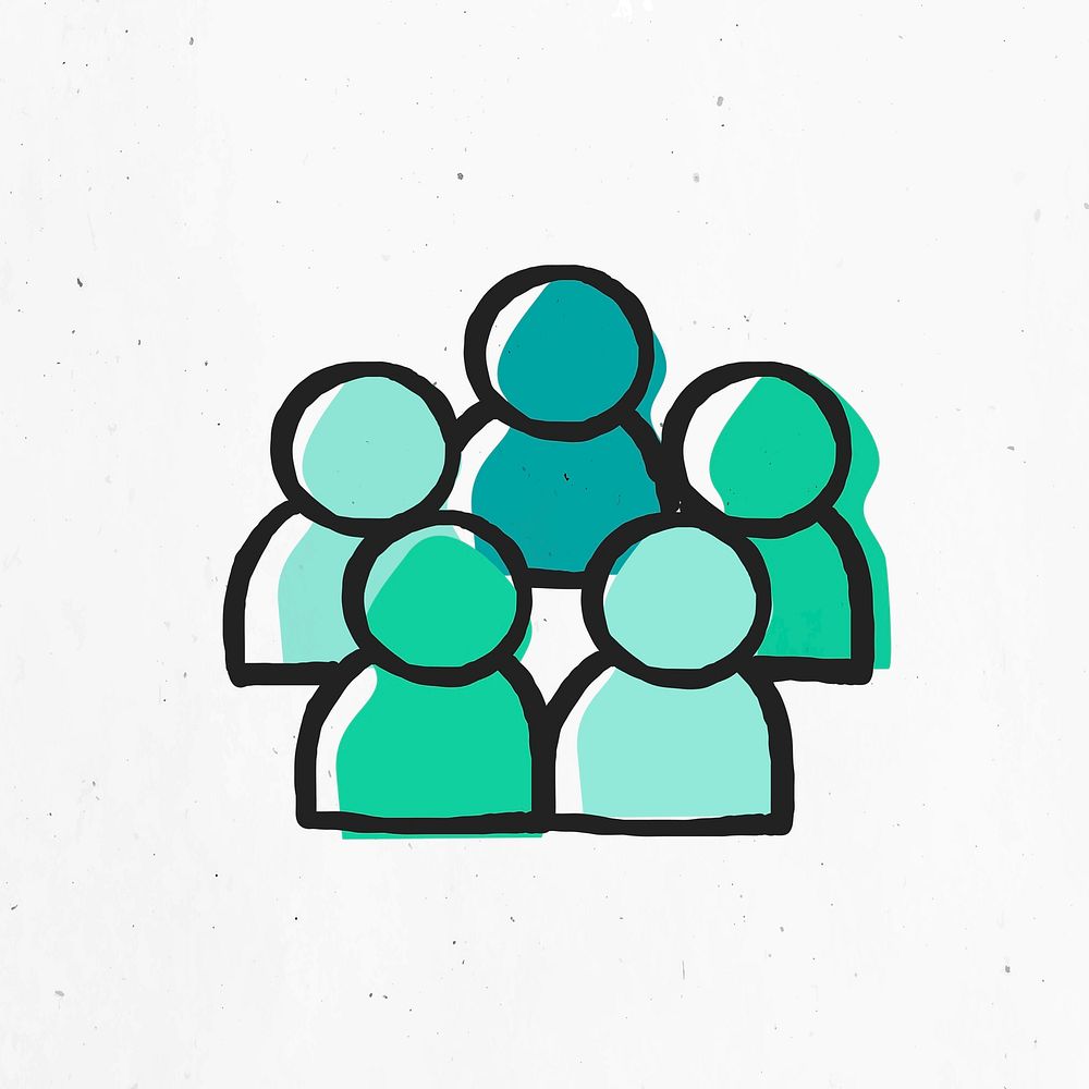 Green hand drawn teamwork vector icon