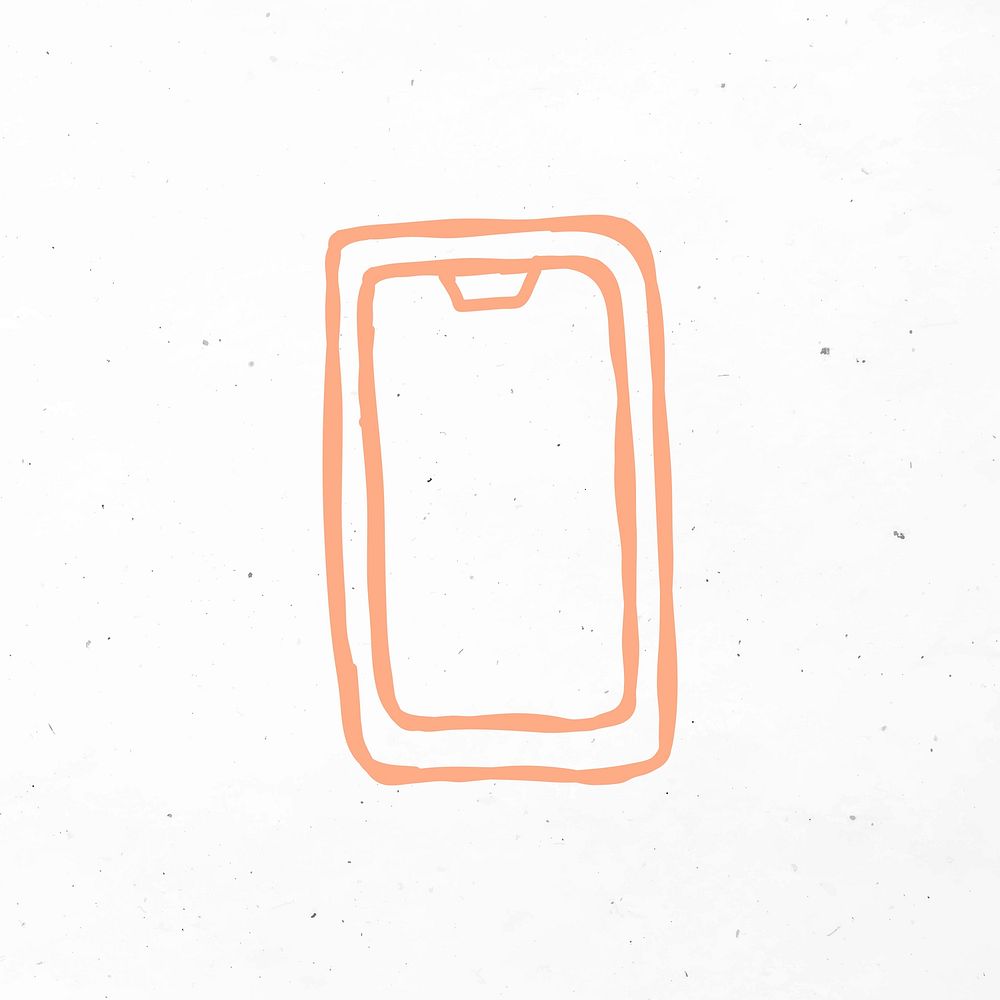 Orange hand drawn smartphone vector icon