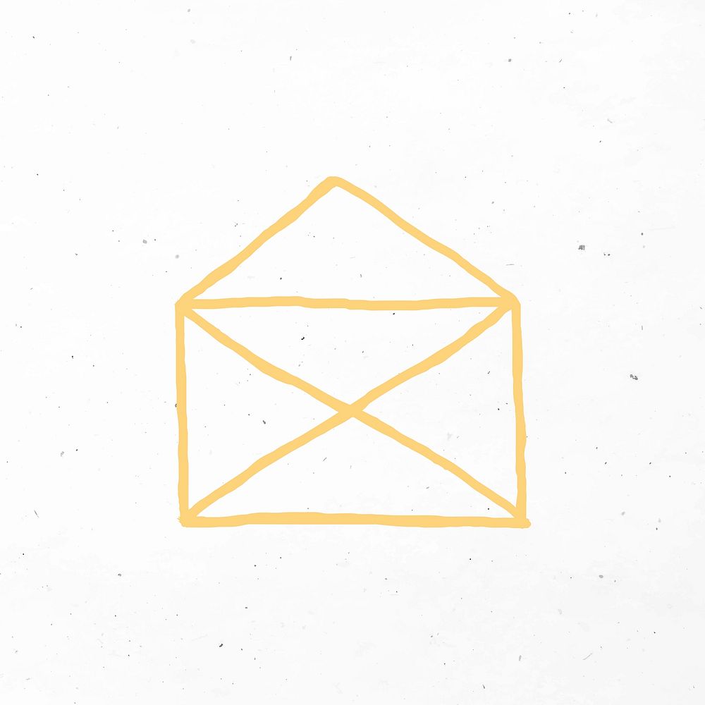 Yellow hand drawn envelope icon