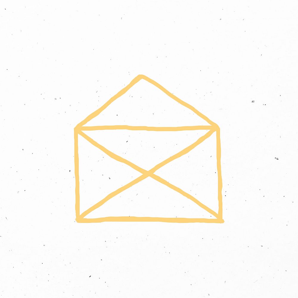 Yellow hand drawn envelope psd icon