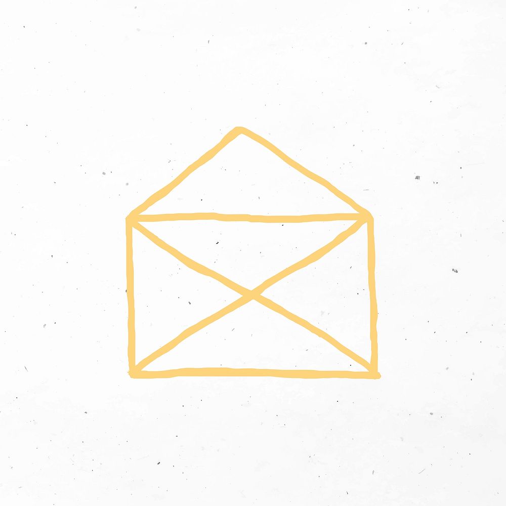 Yellow hand drawn envelope vector icon