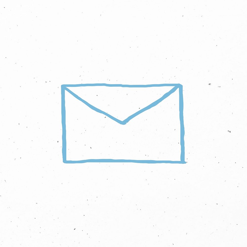 Blue hand drawn envelope psd icon