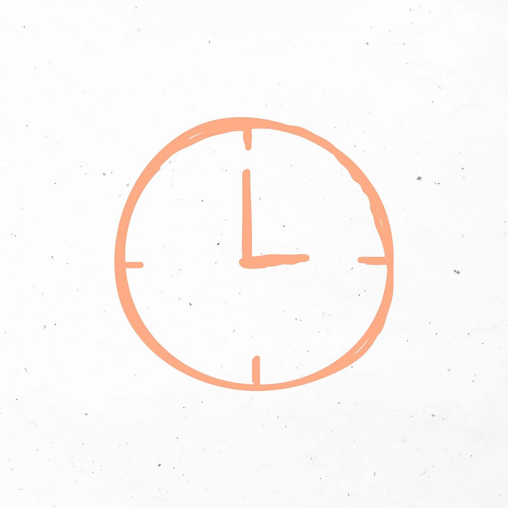 Orange hand drawn clock vector sticker