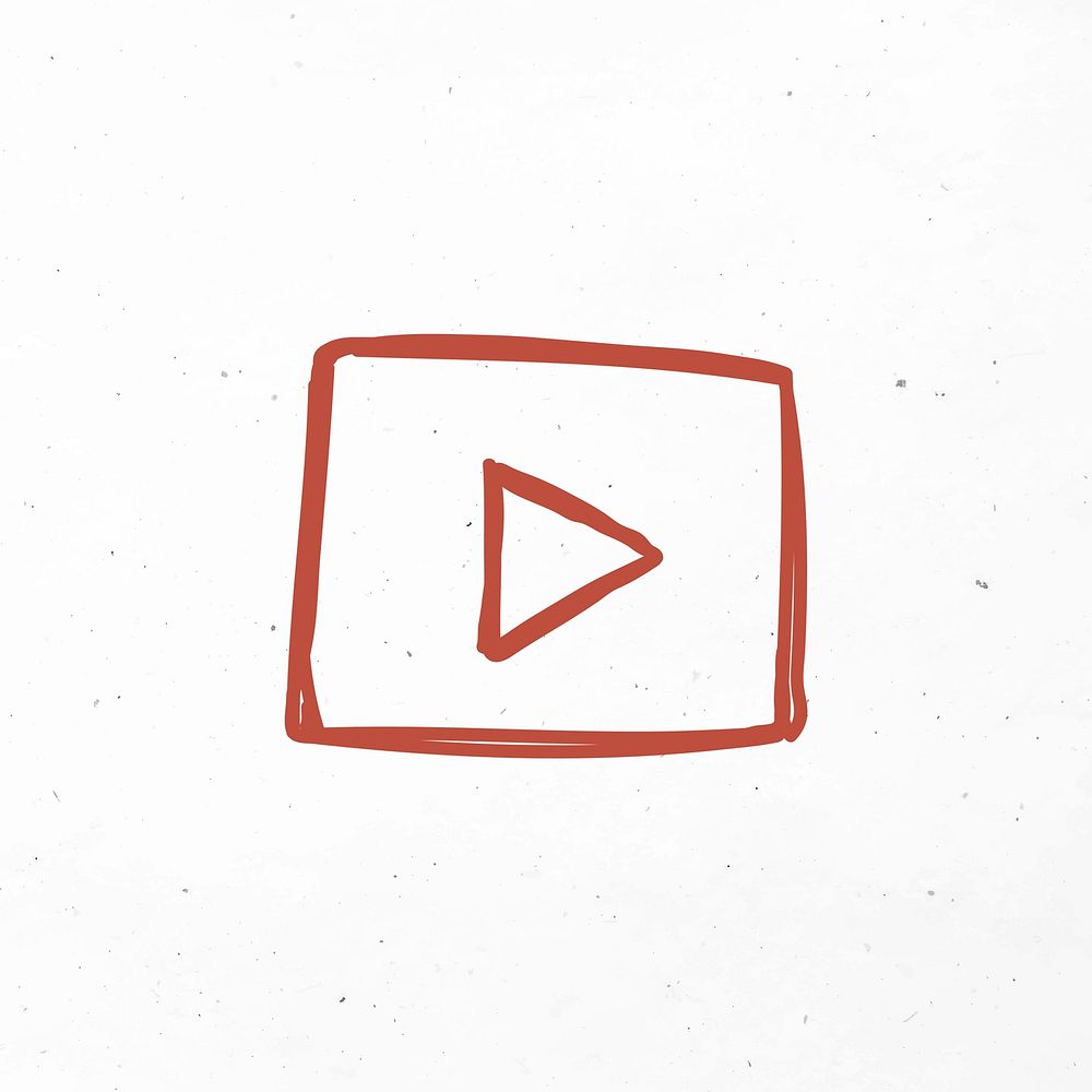 Red video player hand drawn cartoon icon