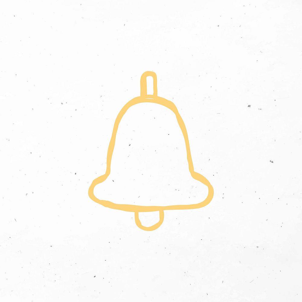Yellow hand draw bell vector symbol