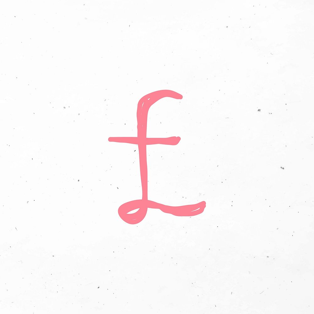 £ Pound sign vector pink doodle icon