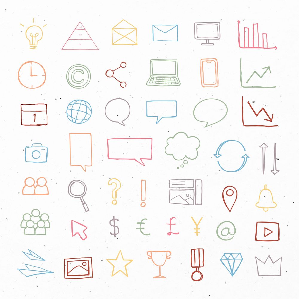 Useful business icons psd for marketing colorful collection