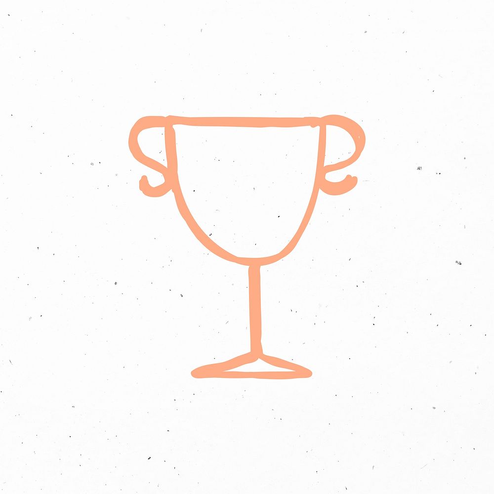 Orange hand drawn trophy psd icon