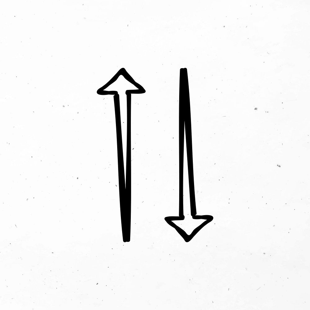 Vector black up and down arrow doodle icon