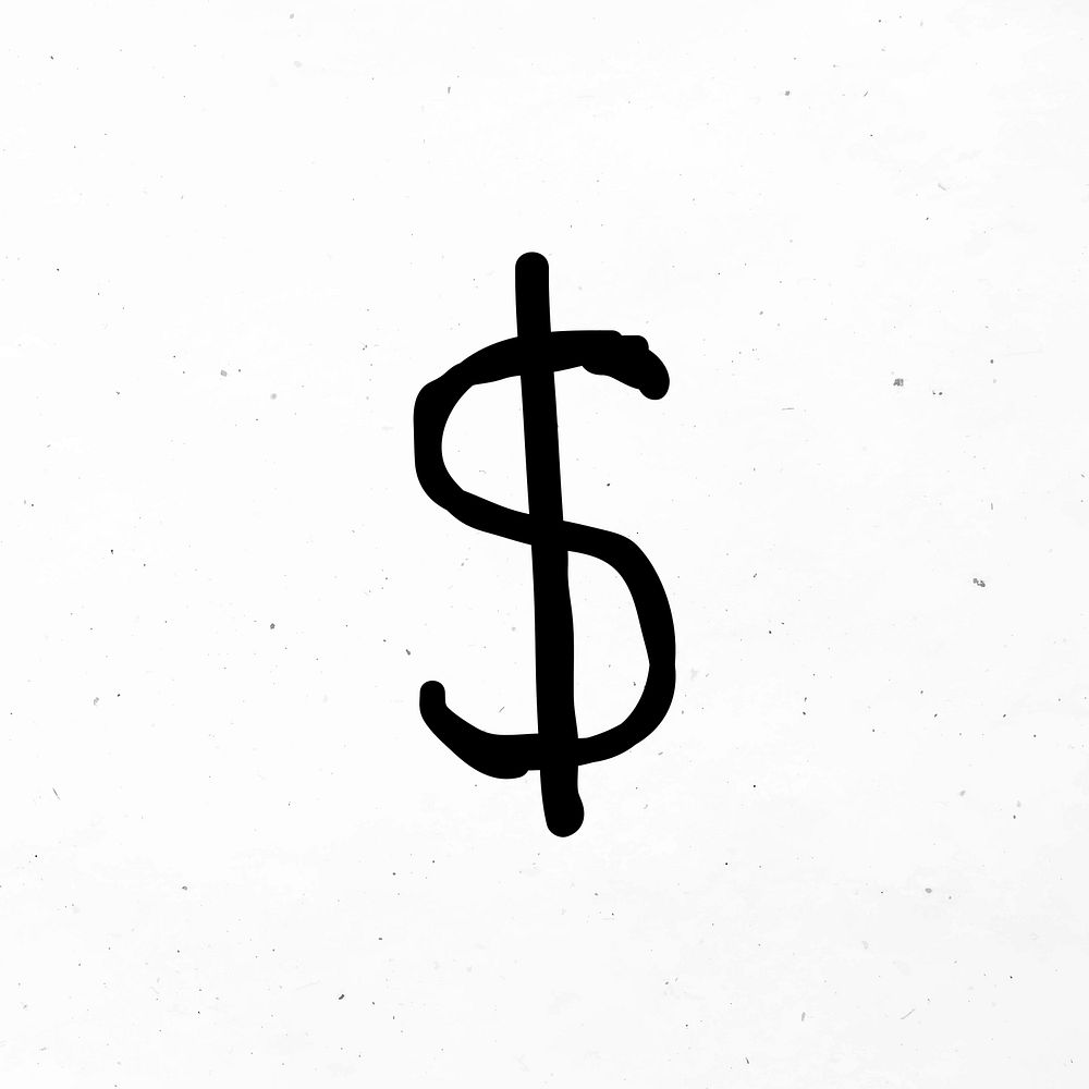 Minimal dollar symbol vector with doodle design